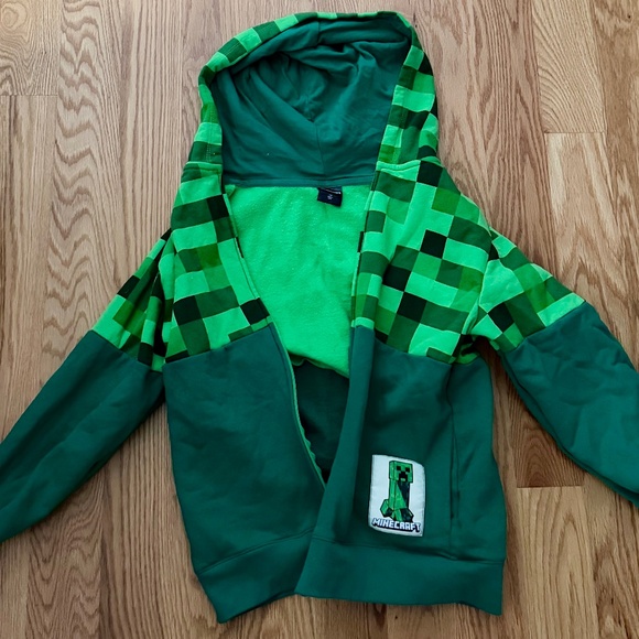 Minecraft Creeper Character Kids Full-Zip Hoodie (L) - Picture 8 of 16